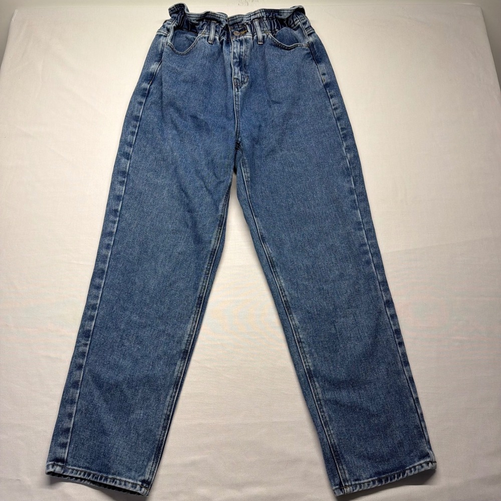 Pacsun Paperbag Waist Mom‎ Jeans Light Wash Straight Leg Y2K Denim Size M